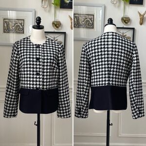 Talbots Jewel Neck Blazer Houndstooth 8